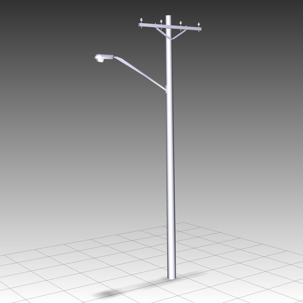 telephone poles untextured 3d lwo - IWAssembly-Crossarm - Three Phase - Single Line Arm 15-25kV - 10ft - neutral - guy - 8 by IWTS
